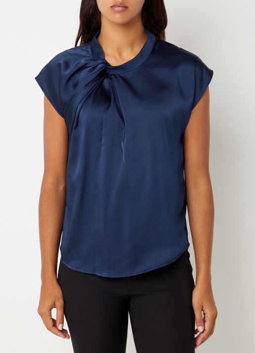 Neo Noir Fleur tuniek van satijn met ronde hals