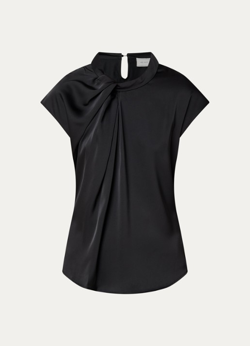 Neo Noir Fleur tuniek van satijn - voorkant 3 zwart