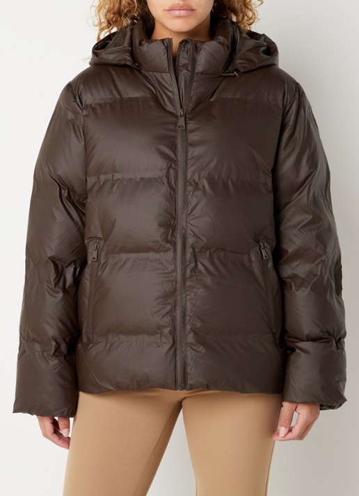 Neo Noir Fox puffer jack met afneembare capuchon - detail 4 donkerbruin