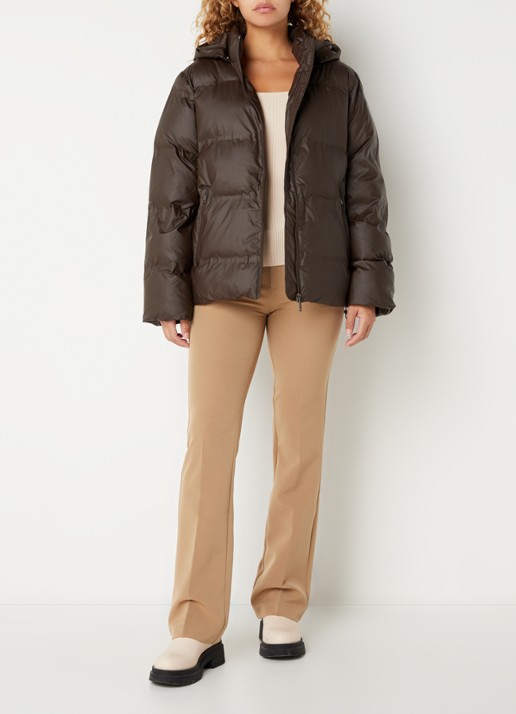 Neo Noir Fox puffer jack met afneembare capuchon - voorkant 2 donkerbruin