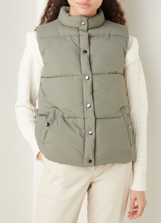 Neo Noir Frankie gewatteerde bodywarmer met steekzakken - detail 2 grijs