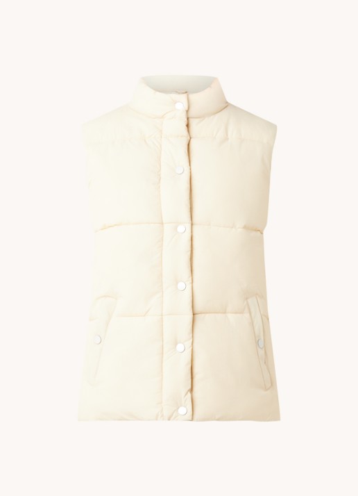 Neo Noir Frankie gewatteerde bodywarmer met steekzakken - voorkant 2 creme