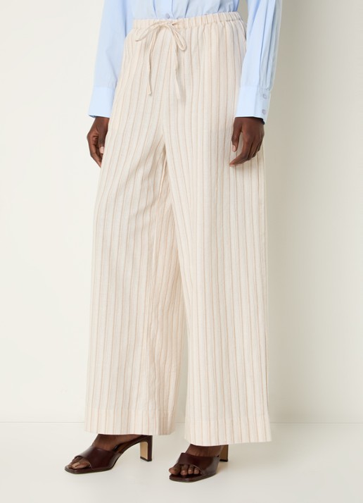 Neo Noir Heifa high waist wide fit broek in linnenblend met streepprint