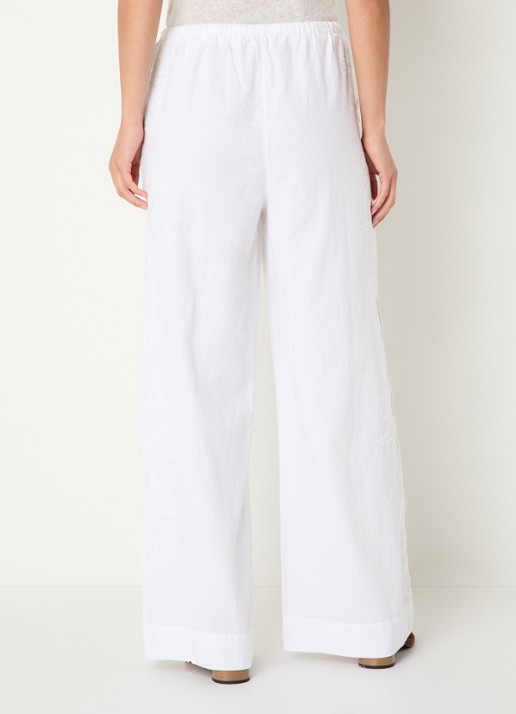 Neo Noir Heifa high waist wide fit pantalon met borduring - achterkant wit