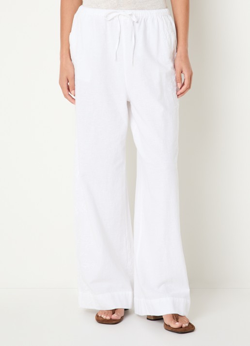 Neo Noir Heifa high waist wide fit pantalon met borduring