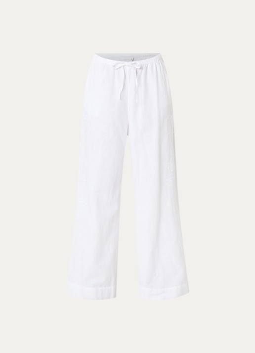 Neo Noir Heifa high waist wide fit pantalon met borduring - voorkant 2 wit