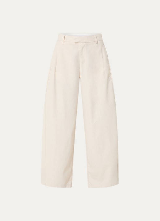 Neo Noir High waist wide fit broek in linnenblend met steekzakken - voorkant 3 gebroken wit