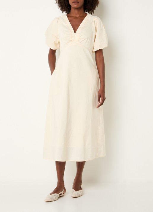 Neo Noir Illana midi jurk met V-hals en pofmouw