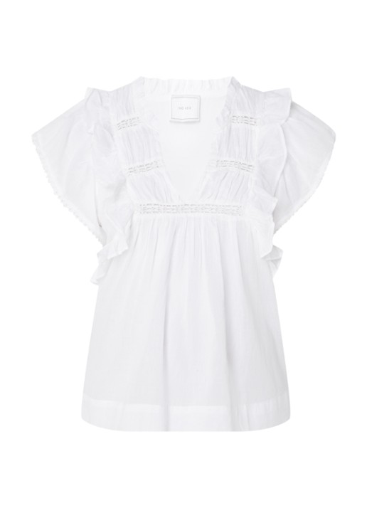 Neo Noir Jayla semi-transparante tuniek met opengewerkte details - voorkant 3 wit