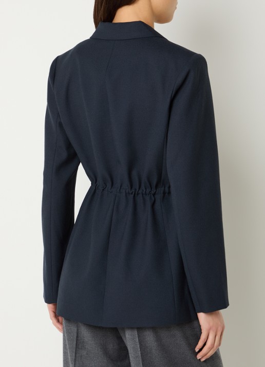Neo Noir Jemmie blazer met schoudervulling en ceintuur - achterkant donkerblauw