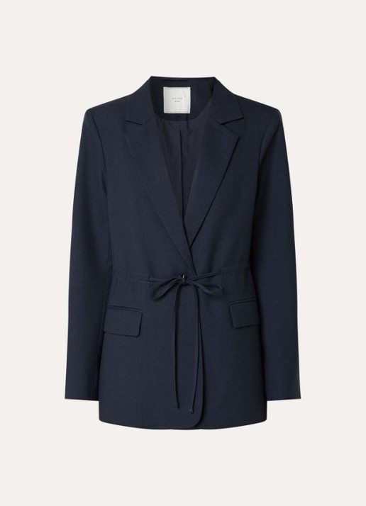 Neo Noir Jemmie blazer met schoudervulling en ceintuur - voorkant 3 donkerblauw