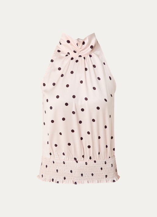 Neo Noir Jos mouwloze top met stippenprint en sjaalkraag