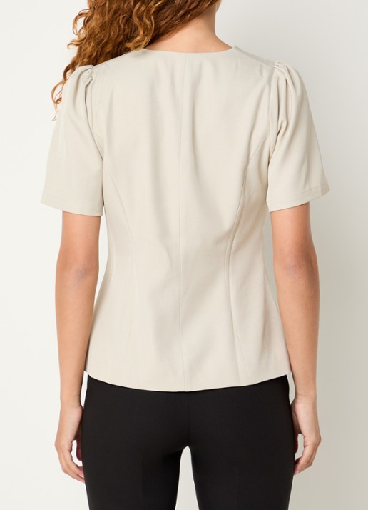 Neo Noir Jules blouse met ronde hals - achterkant 4 gebroken wit