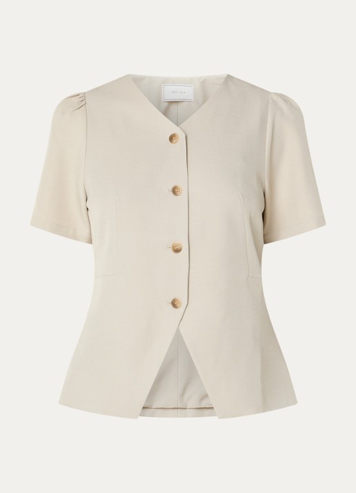 Neo Noir Jules blouse met ronde hals - voorkant gebroken wit