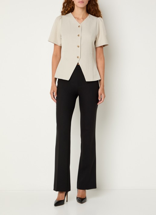 Neo Noir Jules blouse met ronde hals - voorkant 2 gebroken wit