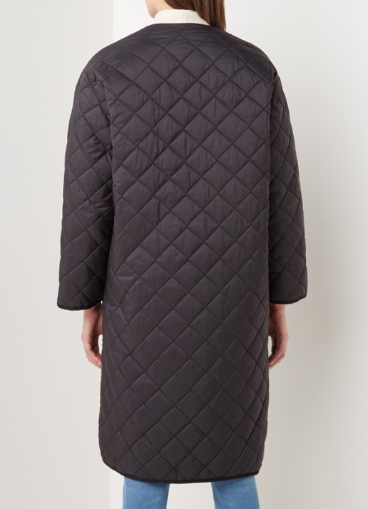 Neo Noir Jullia gewatteerde jas met quilted patroon - achterkant 3 zwart