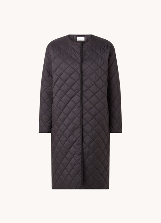 Neo Noir Jullia gewatteerde jas met quilted patroon - voorkant zwart