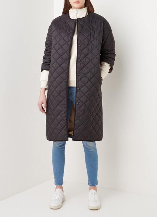 Neo Noir Jullia gewatteerde jas met quilted patroon - voorkant 2 zwart