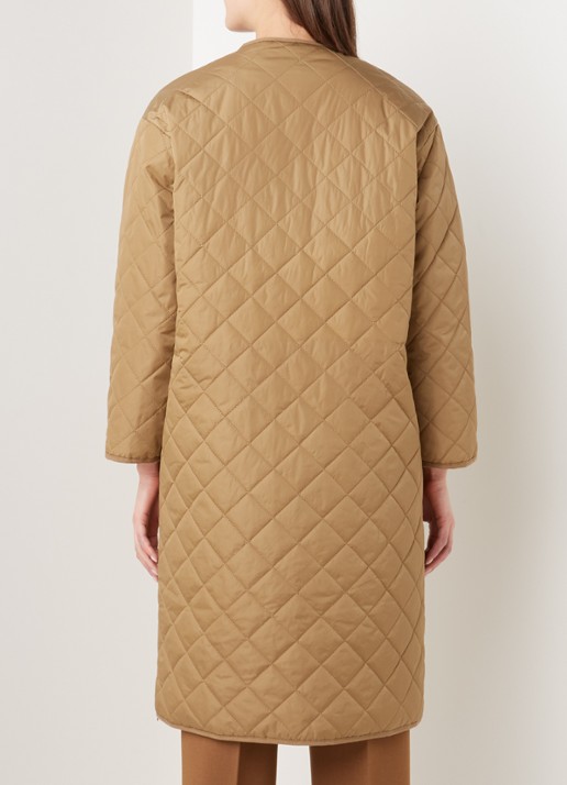 Neo Noir Jullia gewatteerde jas met quilted patroon - achterkant camel