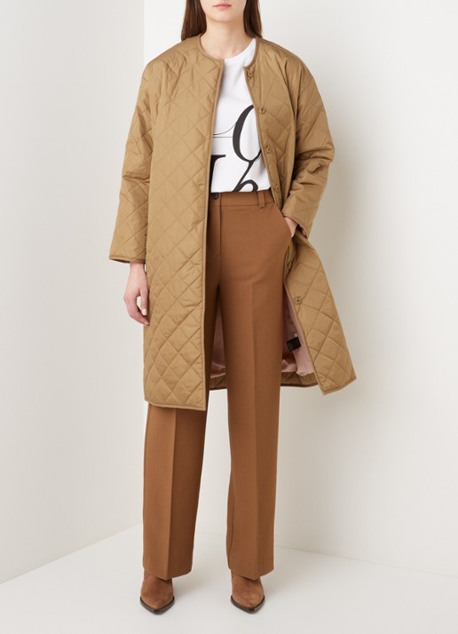 Neo Noir Jullia gewatteerde jas met quilted patroon - voorkant 3 camel
