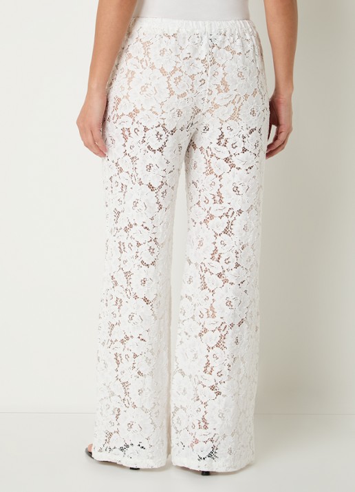 Neo Noir Kelans mid waist flared fit broek van kant  - achterkant gebroken wit