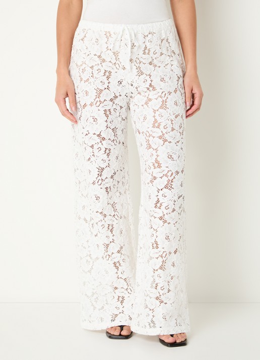 Neo Noir Kelans mid waist flared fit broek van kant
