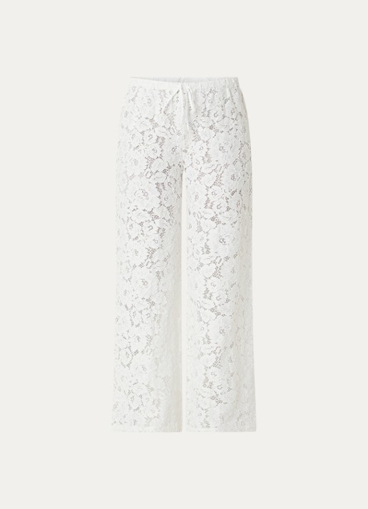 Neo Noir Kelans mid waist flared fit broek van kant  - voorkant 2 gebroken wit