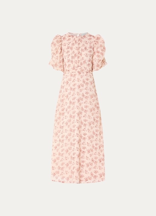 Neo Noir Kikka maxi jurk met bloemenprint - voorkant lichtroze