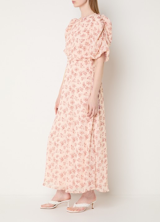 Neo Noir Kikka maxi jurk met bloemenprint - voorkant 2 lichtroze