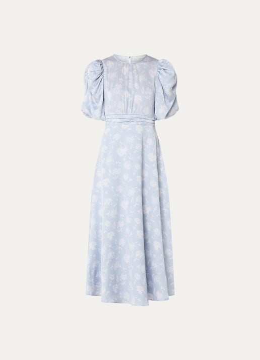 Neo Noir Kikka maxi jurk met bloemenprint - voorkant 3 lichtblauw