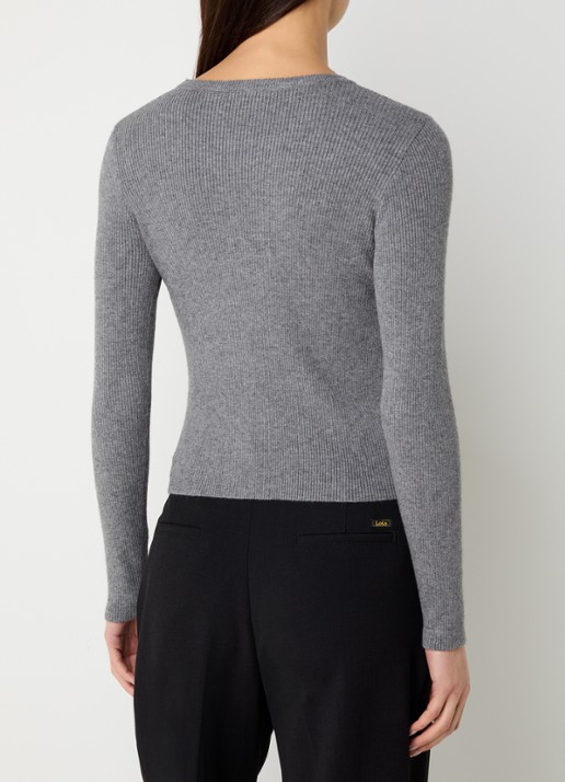 Neo Noir Kirrera ribgebreide top met stretch - achterkant 2 middengrijs
