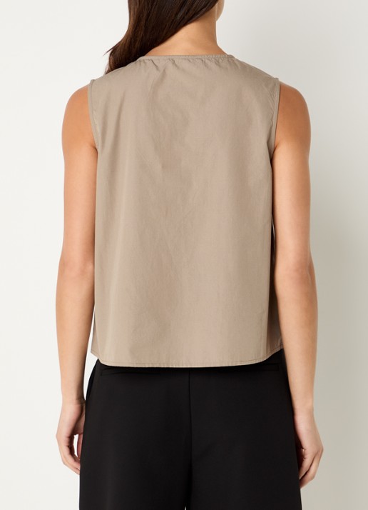 Neo Noir Lasa wikkel top met strikdetail  - achterkant taupe