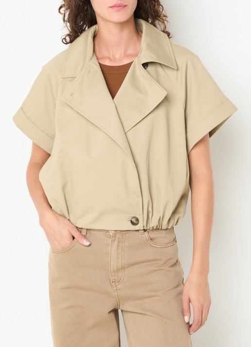Neo Noir Lisha trenchcoat met asymmetrische hals