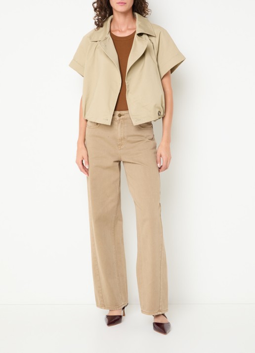 Neo Noir Lisha trenchcoat met asymmetrische hals - voorkant 4 beige