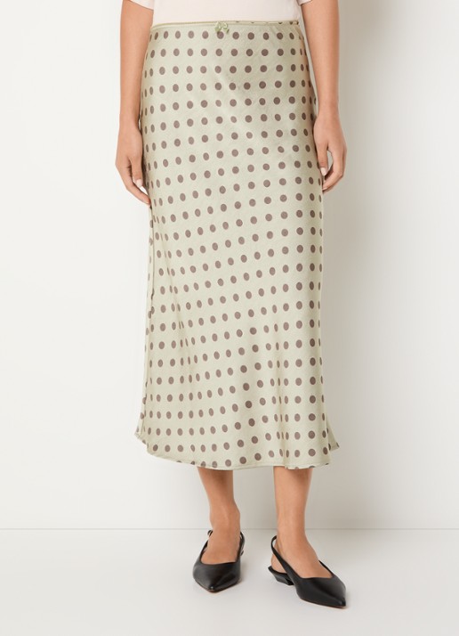 Neo Noir Lola midi rok van satijn met stippenprint