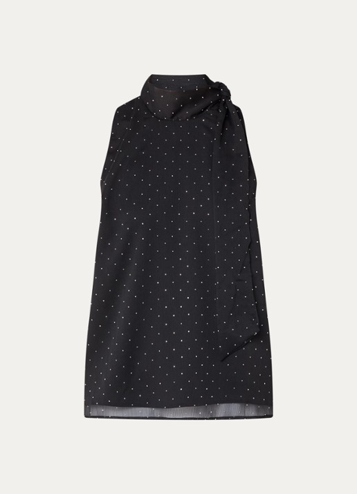 Neo Noir Lorelei top van crêpe met strass - voorkant zwart