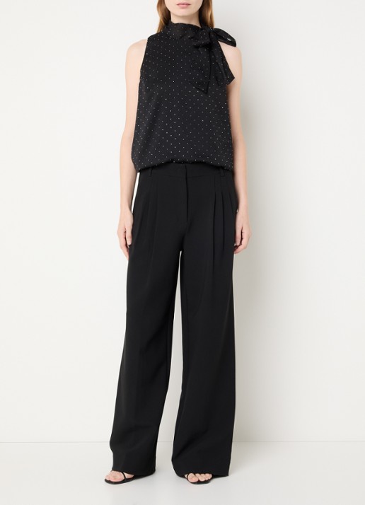 Neo Noir Lorelei top van crêpe met strass - voorkant 2 zwart
