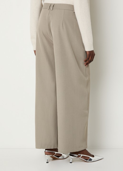 Neo Noir Massie high waist wide fit pantalon met steekzakken - achterkant 3 zand