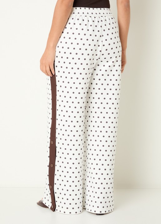 Neo Noir Meggie high waist straight fit trackpants met stippenprint - achterkant 4 gebroken wit