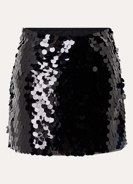 Neo Noir Miva mini rok met pailletten - voorkant zwart