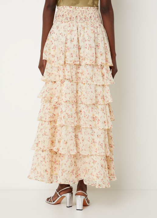 Neo Noir Morris high waist maxi rok met plooien - achterkant 4 gebroken wit