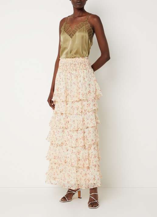Neo Noir Morris high waist maxi rok met plooien - voorkant 2 gebroken wit
