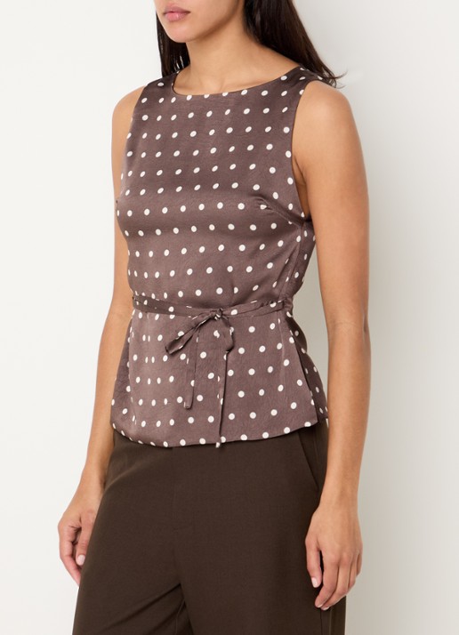 Neo Noir Nassa top met print - detail 4 donkerbruin