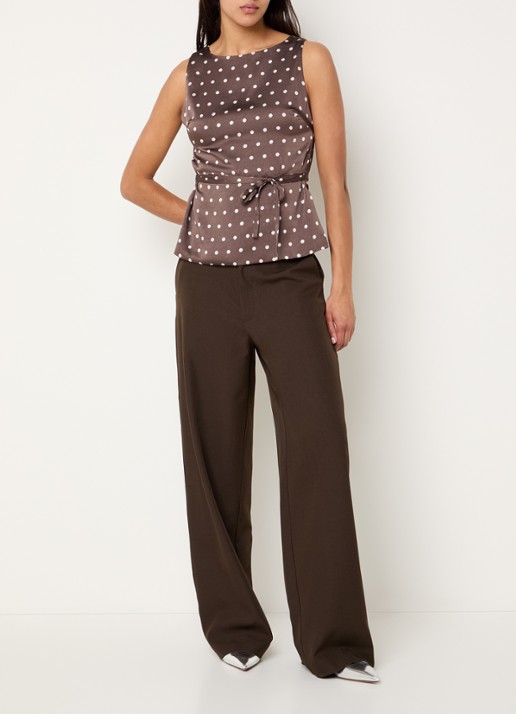 Neo Noir Nassa top met print - voorkant 2 donkerbruin