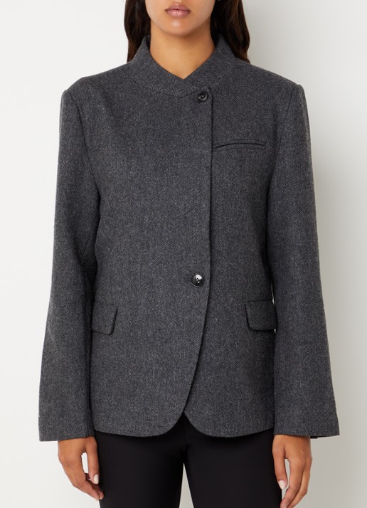 Neo Noir Nerine blazer in wolblend met klepzakken