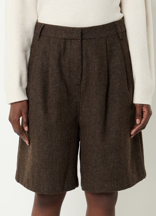 Neo Noir Nika high waist straight fit korte broek in wolblend