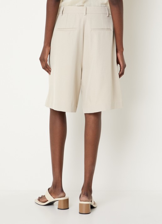 Neo Noir Nika high waist wide fit korte broek met steekzakken - achterkant 3 beige