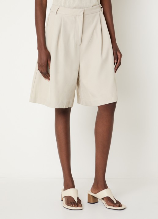 Neo Noir Nika high waist wide fit korte broek met steekzakken