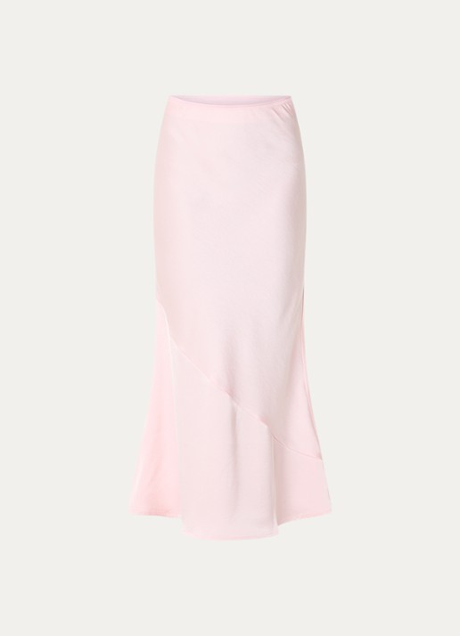 Neo Noir Ninad high waist midi A-lijn rok van satijn  - voorkant lichtroze