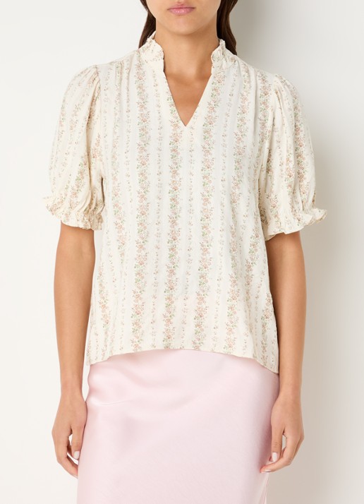 Neo Noir Odesa blouse met bloemenprint en volant